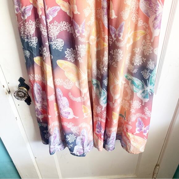 Soft Surroundings Butterfly Jardin D'eau Maxi Skirt Batik Watercolors NEW Large - Picture 2 of 14